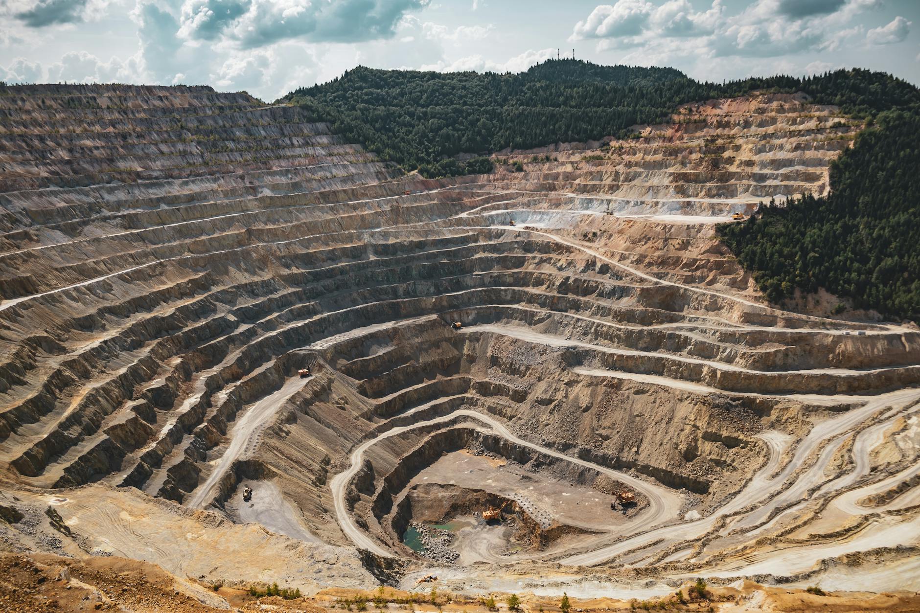 mining excavation on a mountain